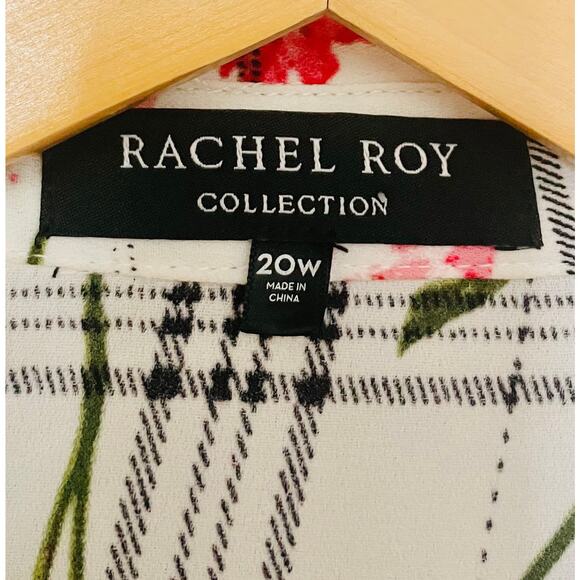 RACHEL ROY Womens Floral Check Ruffle Cuff Blouse Size 20W - Picture 4 of 14
